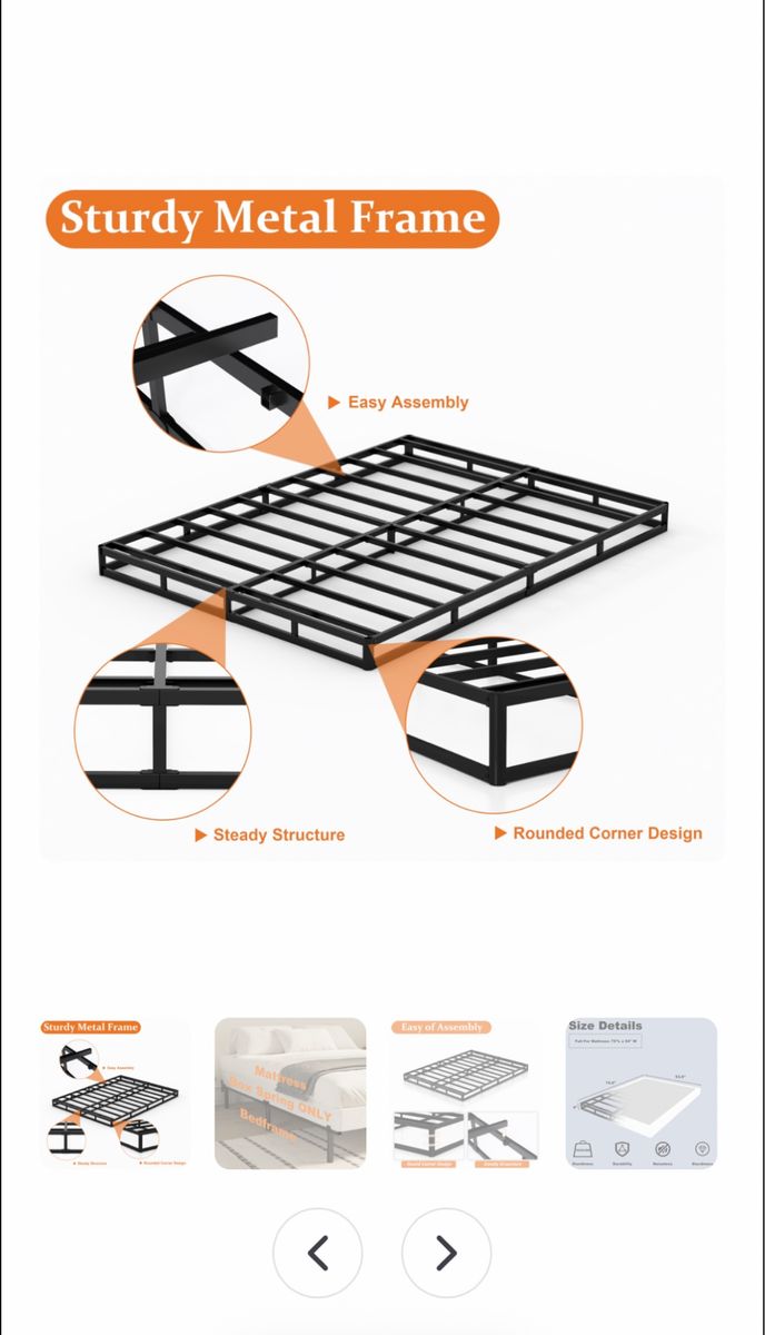 ZASHONT full size metal box spring 4”
