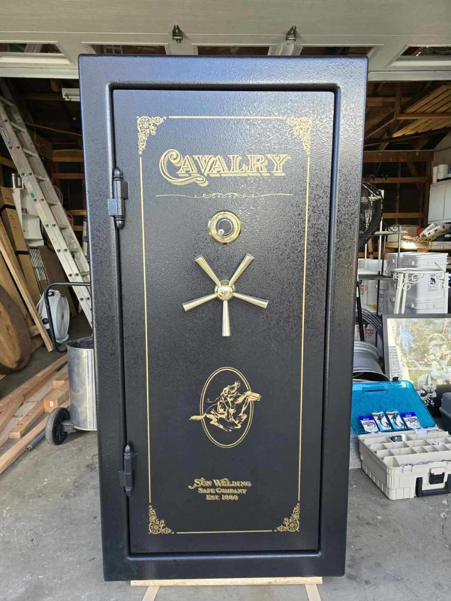 SUN WELDING SAFE CO CAVALRY SAFE C-64, 66" H x 30" W x 24" D, BLACK & GOLD