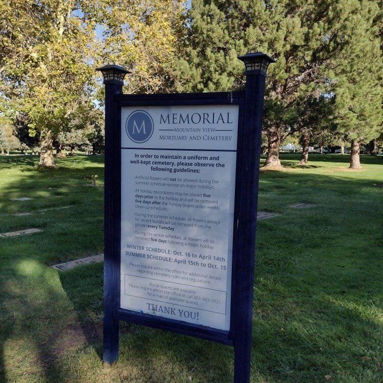 burial plots, vaults, bronze headstone, perp. care