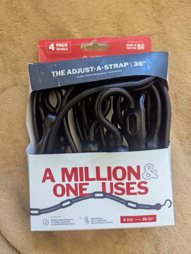 The Perfect Bungee Adjust-A-Strap 36" High Performance Bungee Cords - 4 Pack