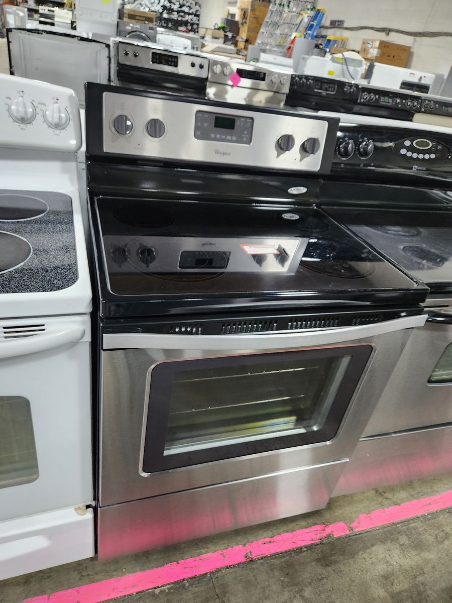 Whirlpool Stainless Steel Electric Range Stove with Smooth Glass Cooktop