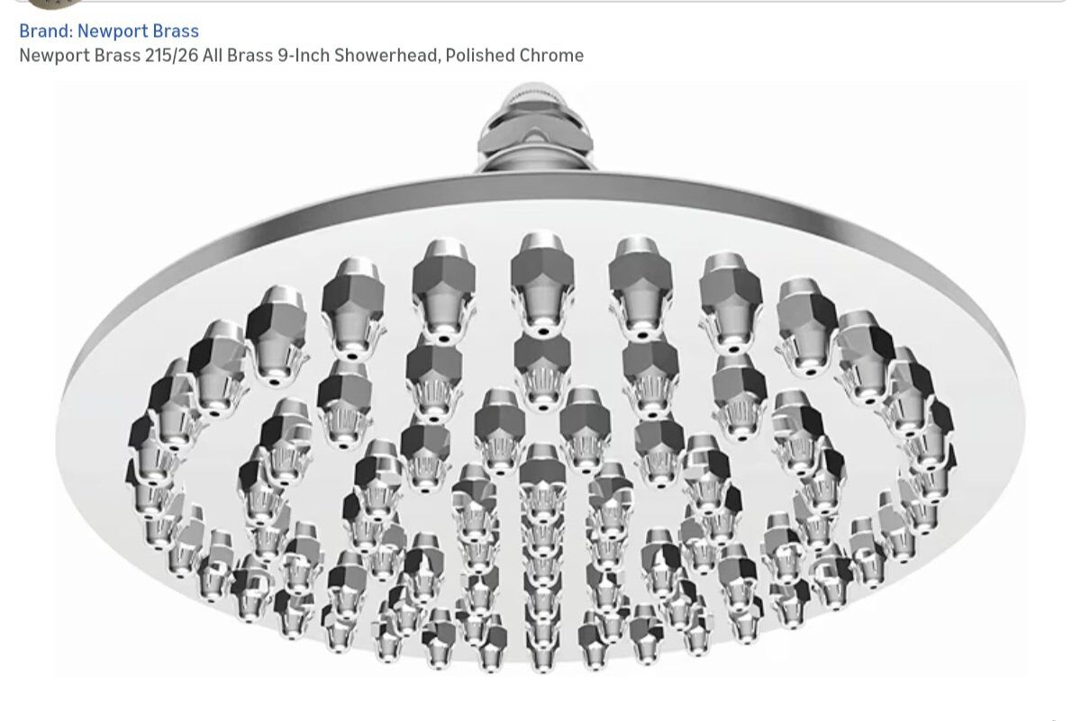 New Newport /Brasstech 215/26 CP Ceiling Showerhea