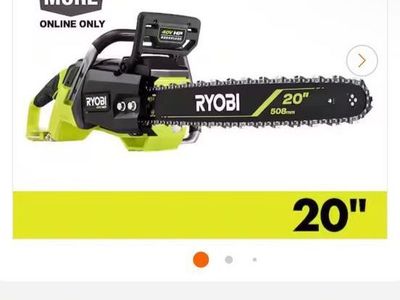 Ryobi 20inch 40v chainsaw with hard case.