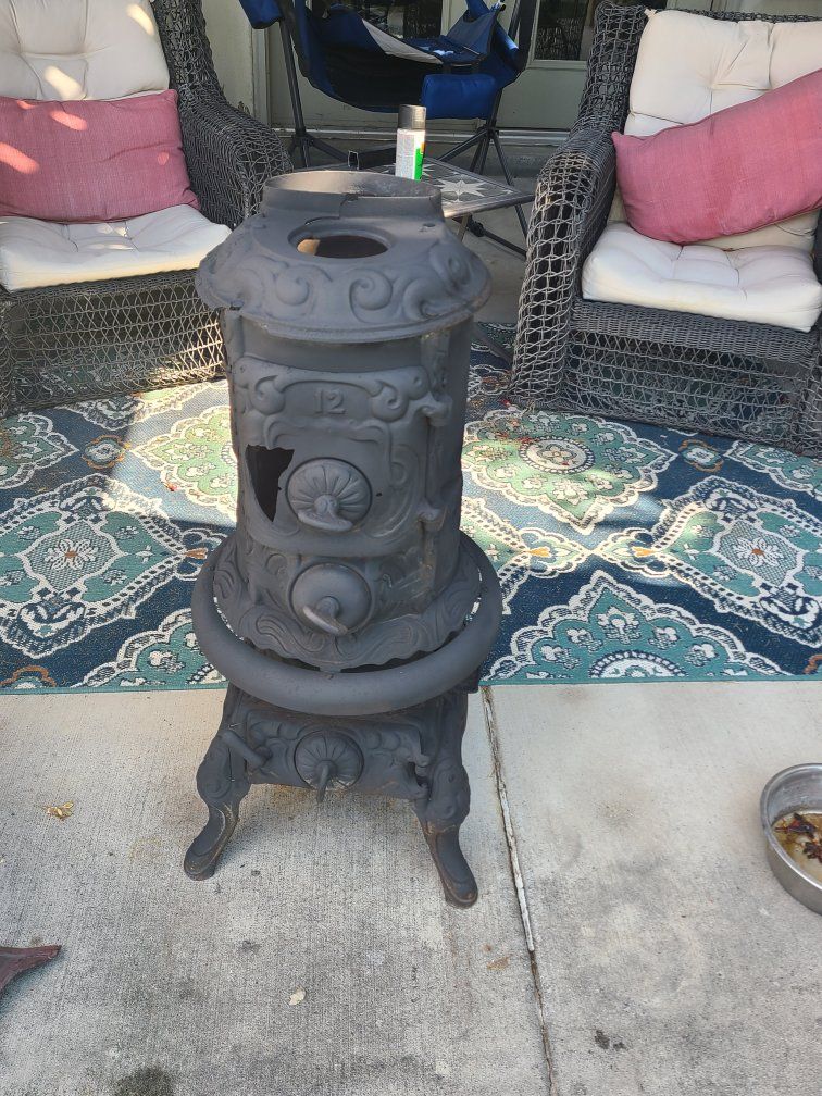 Antique Cast Iron Pot Belly Stove - Decorative Garden Piece or Restoration Project. Caboose Stove.
