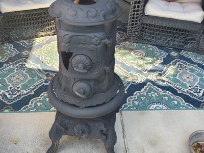 Antique Cast Iron Pot Belly Stove - Decorative Garden Piece or Restoration Project. Caboose Stove.