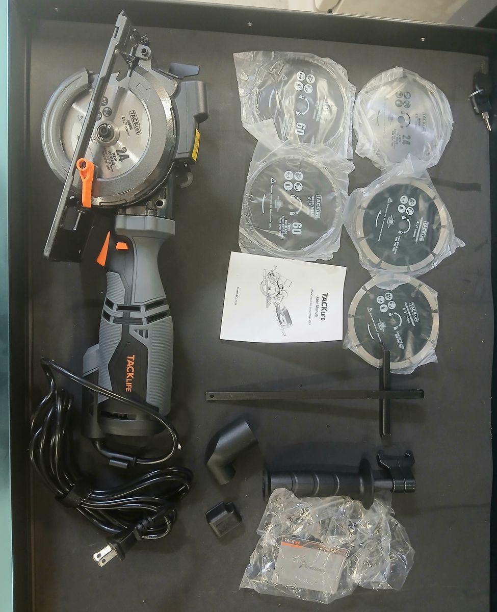 TACKLIFE TCS115A Mini Circular Saw with Laser Guide, 4.5" Blades, 5.8A
