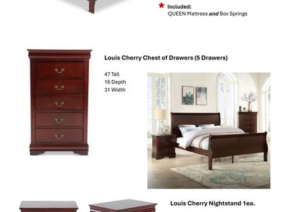 QUEEN Bedroom Set (Includes Mattress & Box Springs)