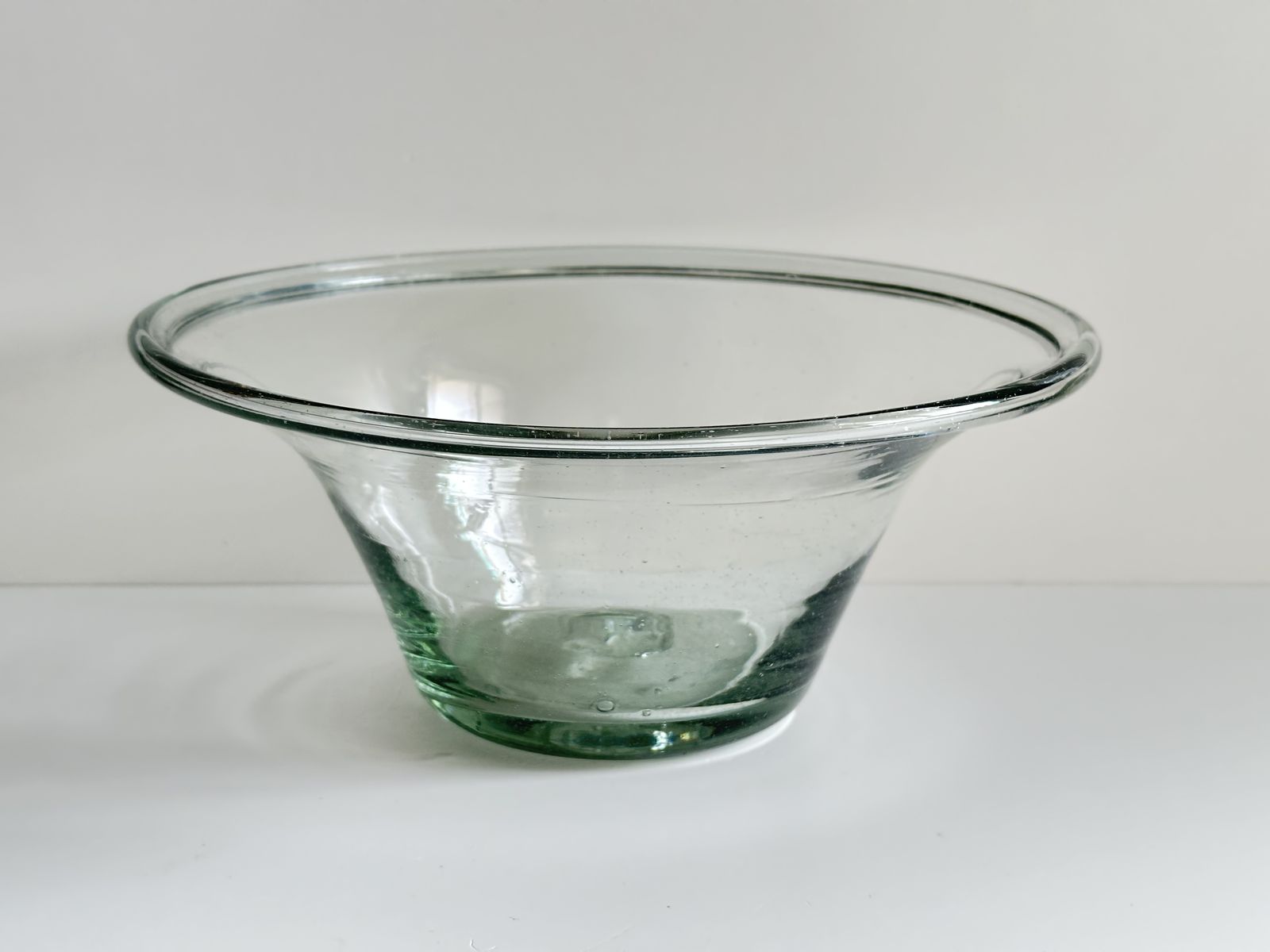 Antique 19th c Hand-blown Dairy Bowl w/Rolled Edge