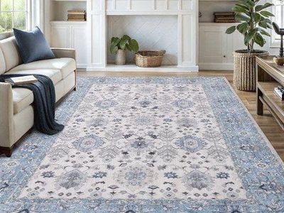 New Vanmoos 6' x 9' Boho Machine Washable Area Rug - Cozy Elegance Blue Non-Slip