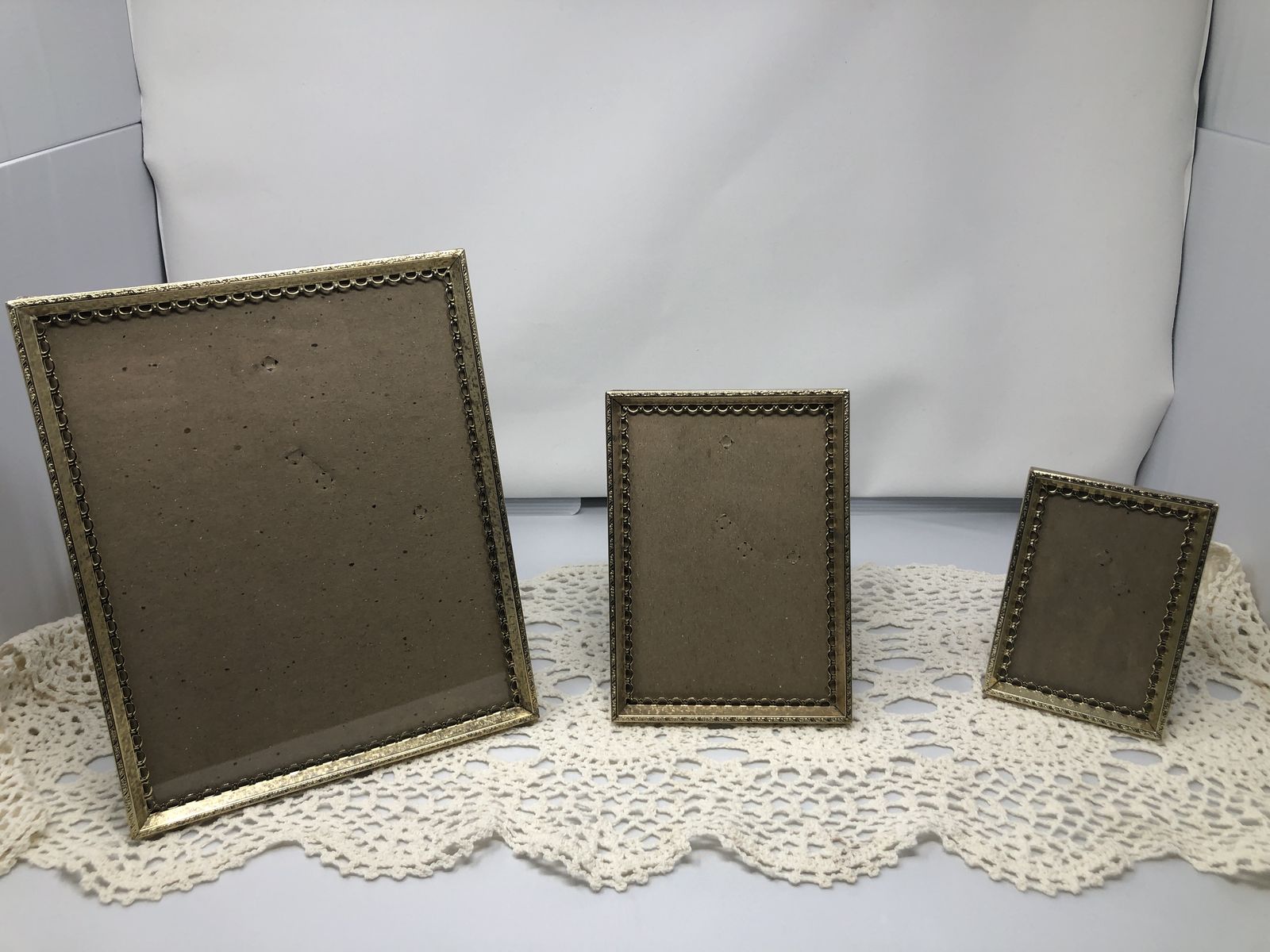 3 Piece Set of Gold Metal Picture Frames