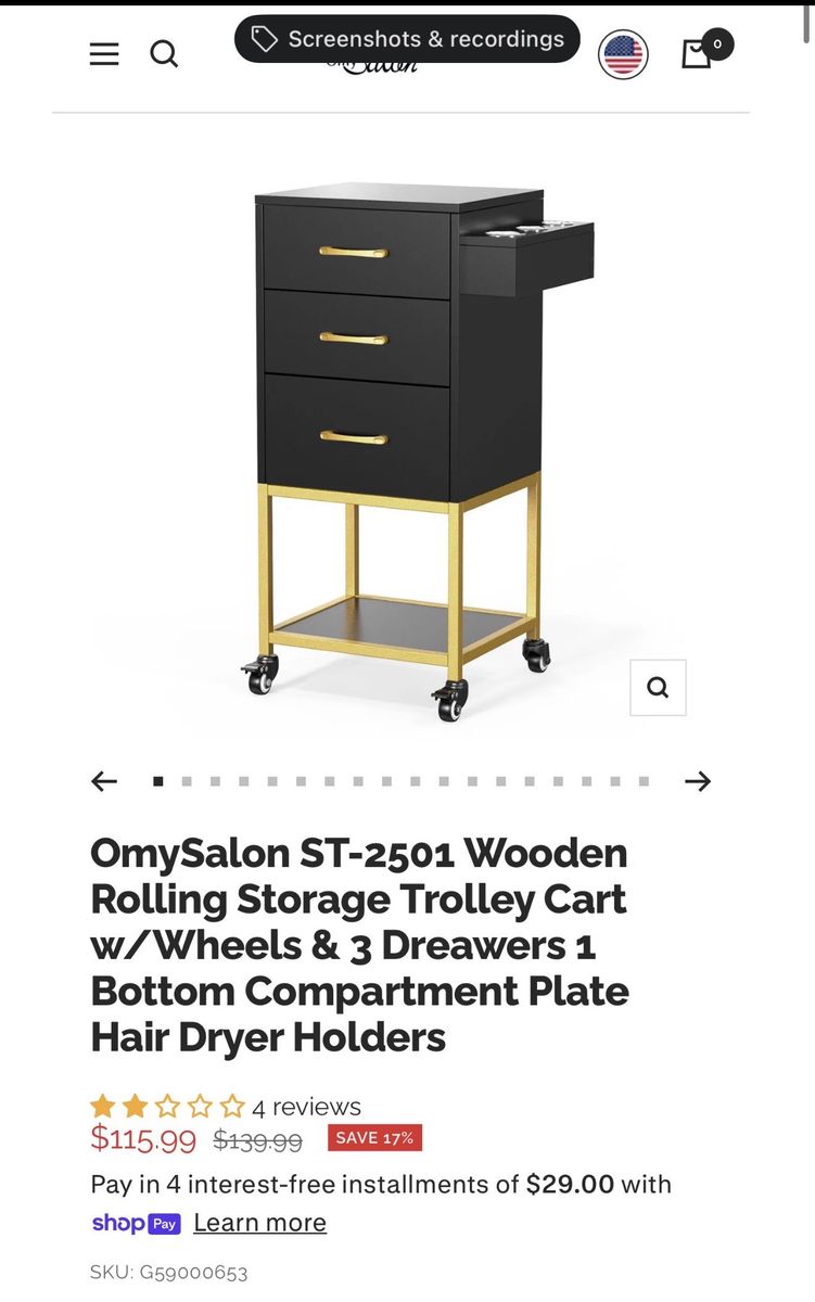 Cute Rolling storage Trolley cart