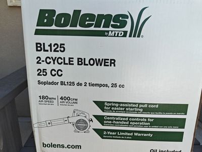 Bolens BL125 2-Cycle 25cc Gas-Powered Leaf Blower - New, 180 MPH, 400 CFM