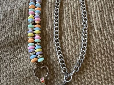 Betsy Johnson Chunky Gummy Bear & Silver Heart Charm Necklaces - Y2K Style Jewelry solid stain stainless steel