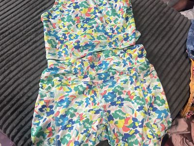 Member's Mark Floral Athletic Tank Top and Biker Shorts Set Size XL