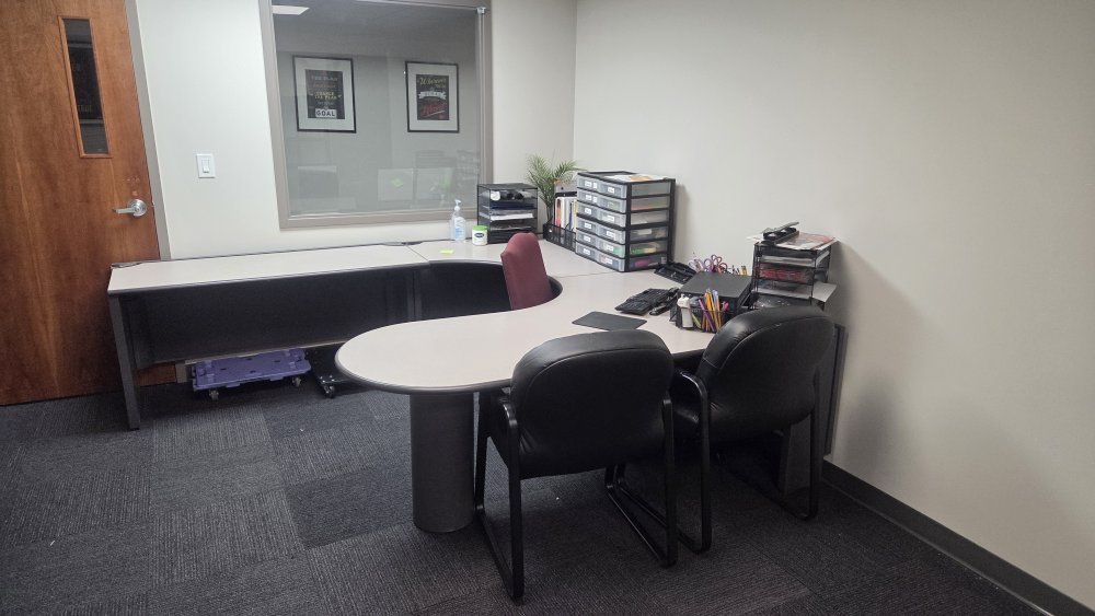 Modern Grey & Beige U-Shaped Office Desk