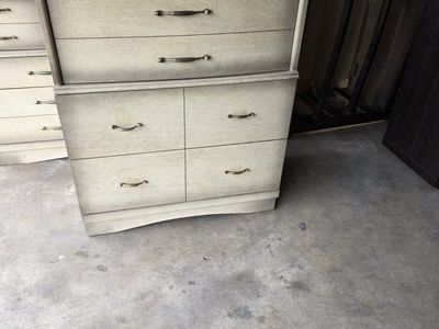 Vintage Mid-Century Modern Dresser & Chest of Drawers Set - Light Wood Finish