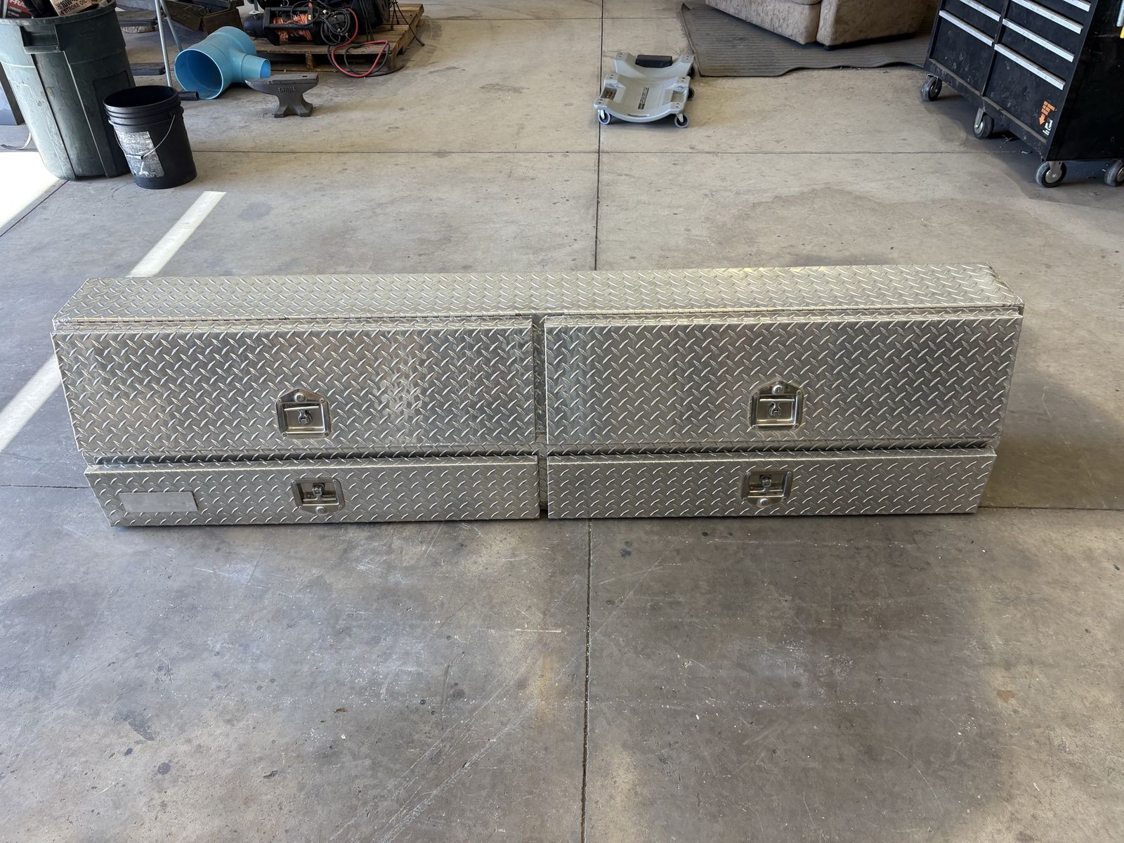 Commercial Class Aluminum Diamond Plate Truck Tool Boxes with Drawers - 2 available