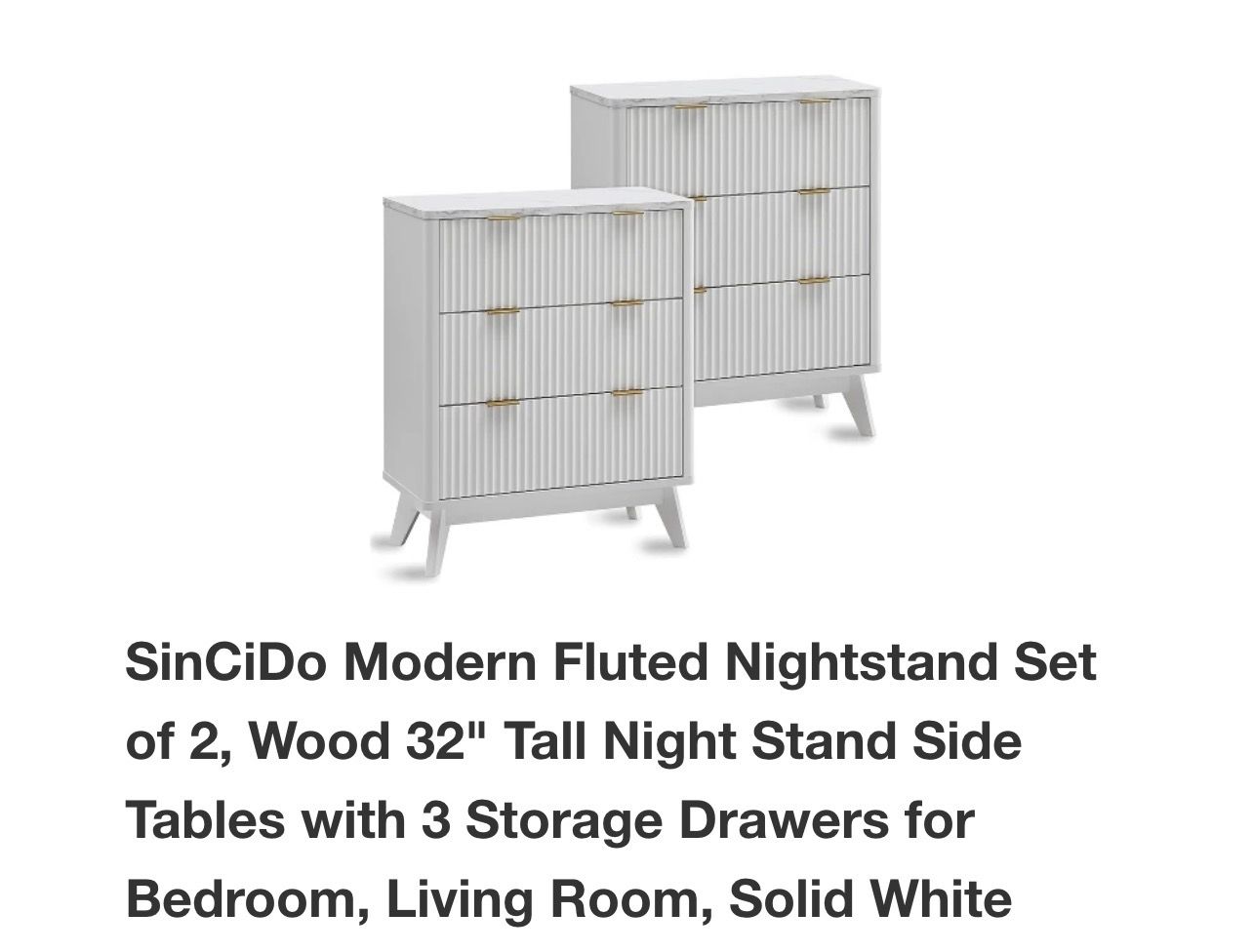SinCiDo fluted nightstand set