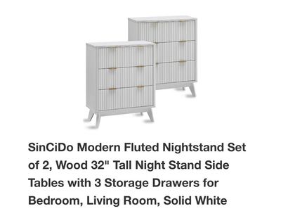 SinCiDo fluted nightstand set