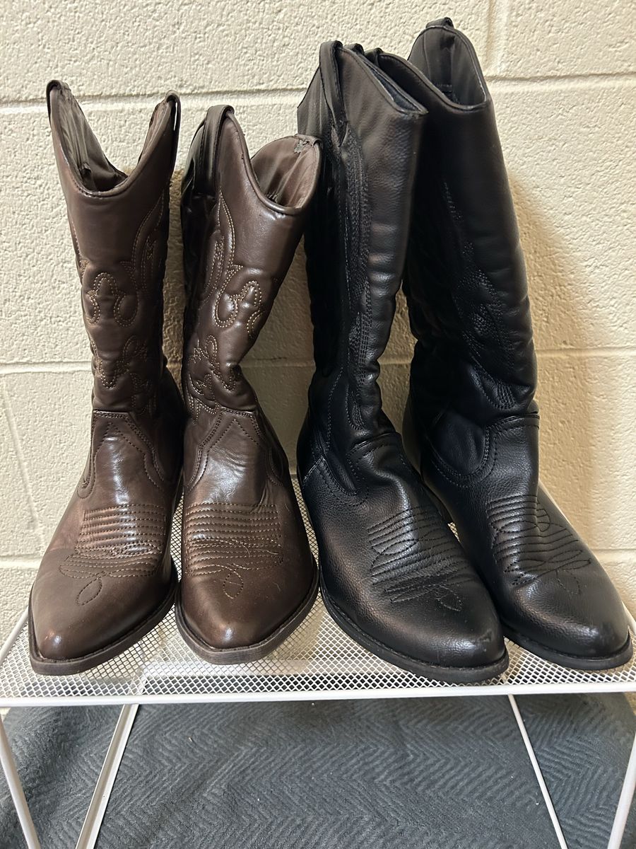 Two Pairs of Cowboy Boots - Brown & Black, Women’s 6.5 Cash Only