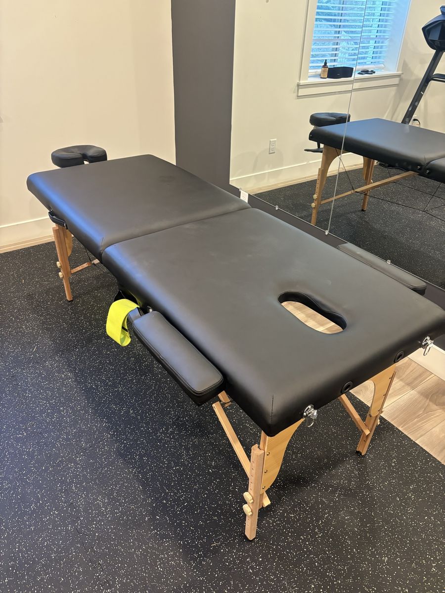 Portable Black Massage Table with Adjustable Face Cradle & Arm Rests