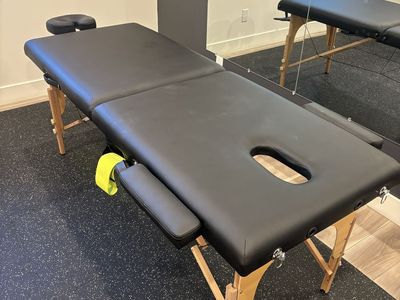 Portable Black Massage Table with Adjustable Face Cradle & Arm Rests
