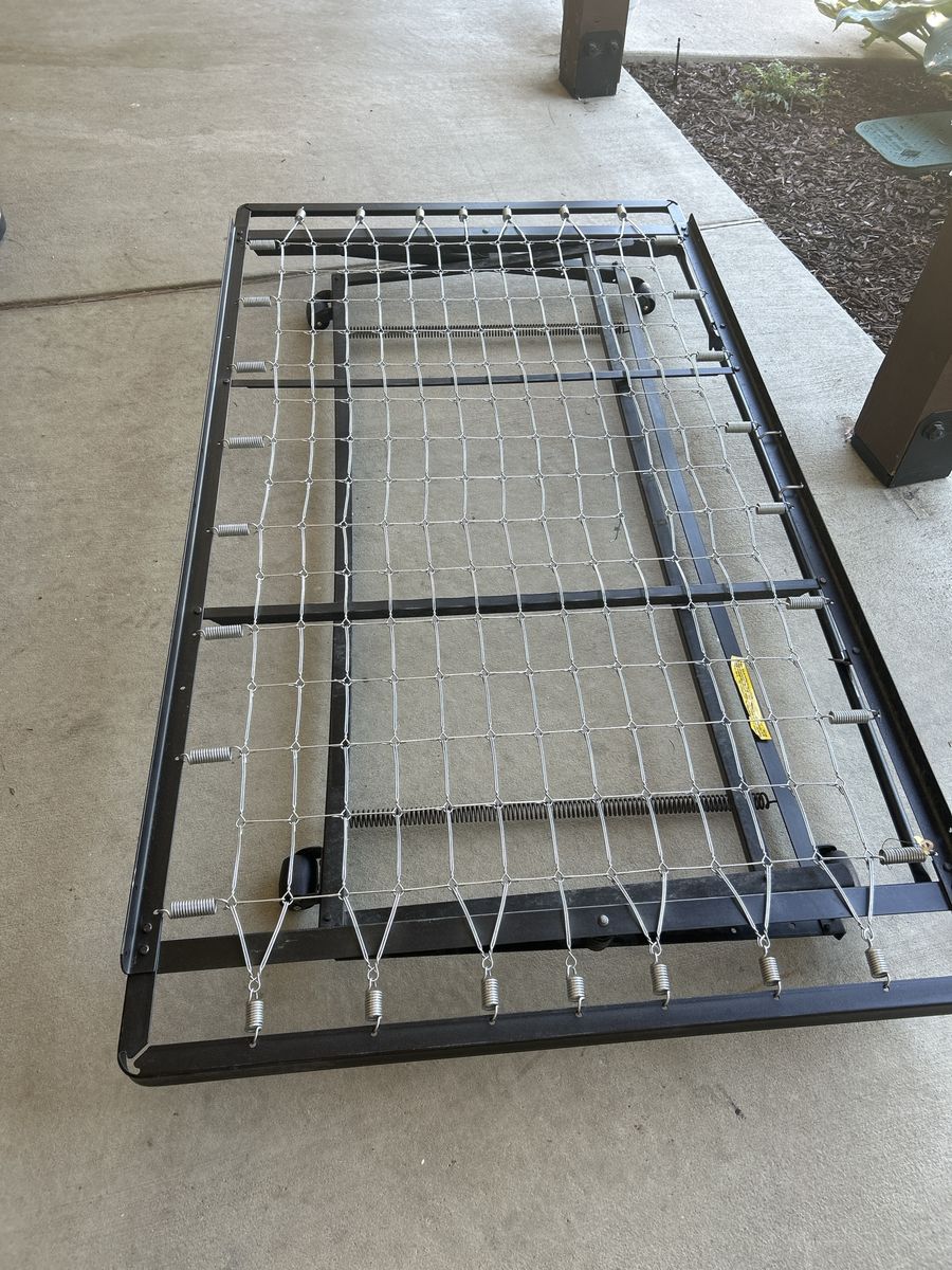 Twin Size Trundle Bed Frame with Spring Base - Black Metal, Roll-Out Design