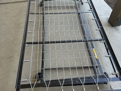 Twin Size Trundle Bed Frame with Spring Base - Black Metal, Roll-Out Design