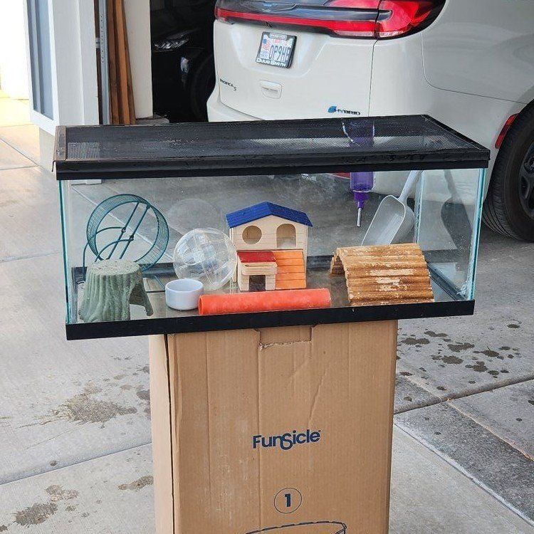 Hamster or reptile  cage with accessories