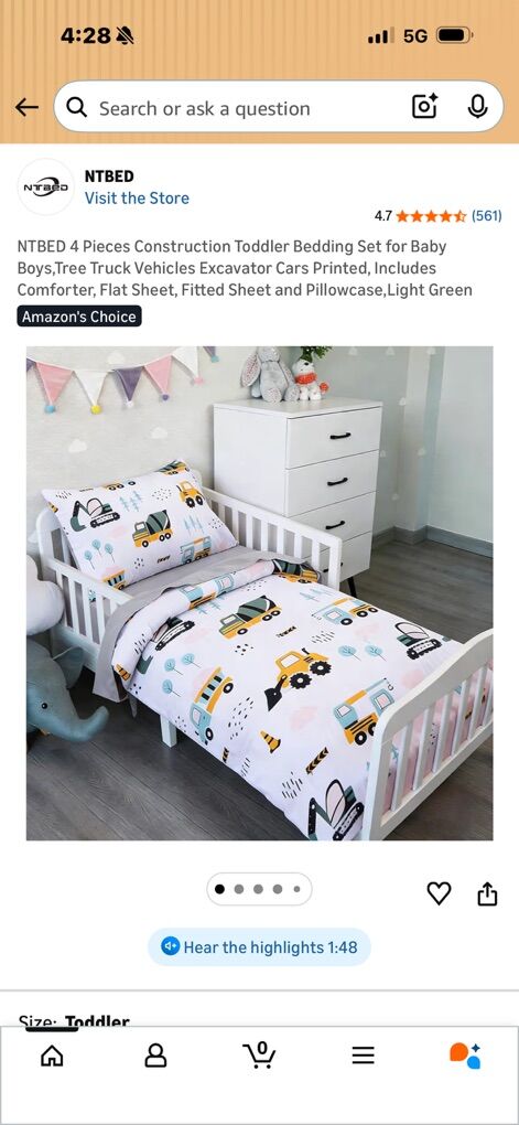 4 Piece Toddler Bedding Set