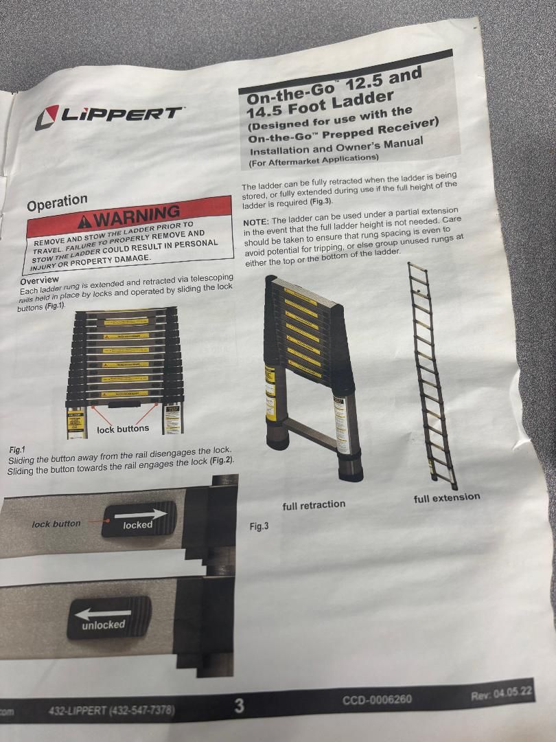 Lippert on the go 12.5 ft telescoping ladder