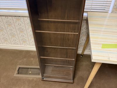 Vintage 360° Rotating CD / Media Storage Cabinet with Glass Door – Walnut Finish $100 cash/venmo in Provo