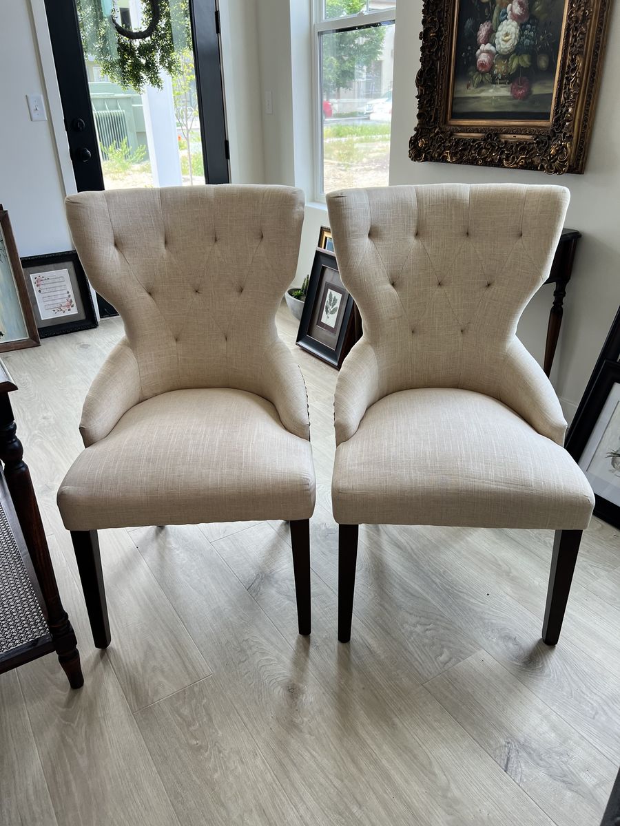 2 Gorgeous Side Chairs with different fabric backs