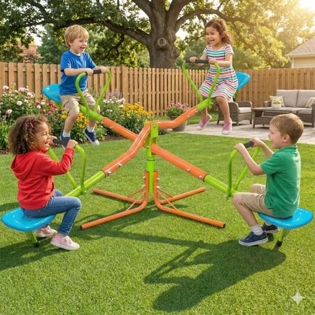 XSS004 Outdoor Seesaw, 4 Seats, Plastic
