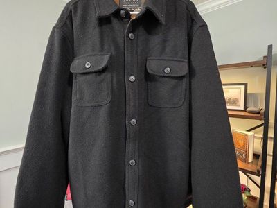 Jachs New York Sherpa-Lined Shirt Jacket — XL — Black Herringbone — Wool Blend