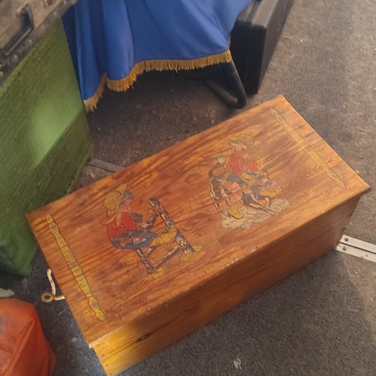 old vintage little kids cowboy toy box 1950s