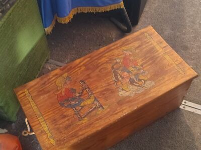 old vintage little kids cowboy toy box 1950s