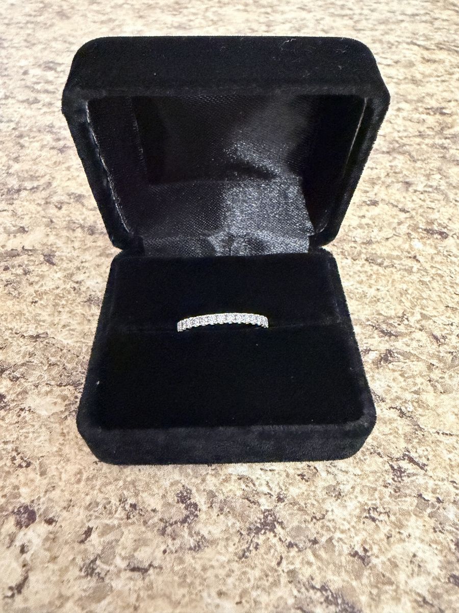 Platinum wedding band with lab diamonds