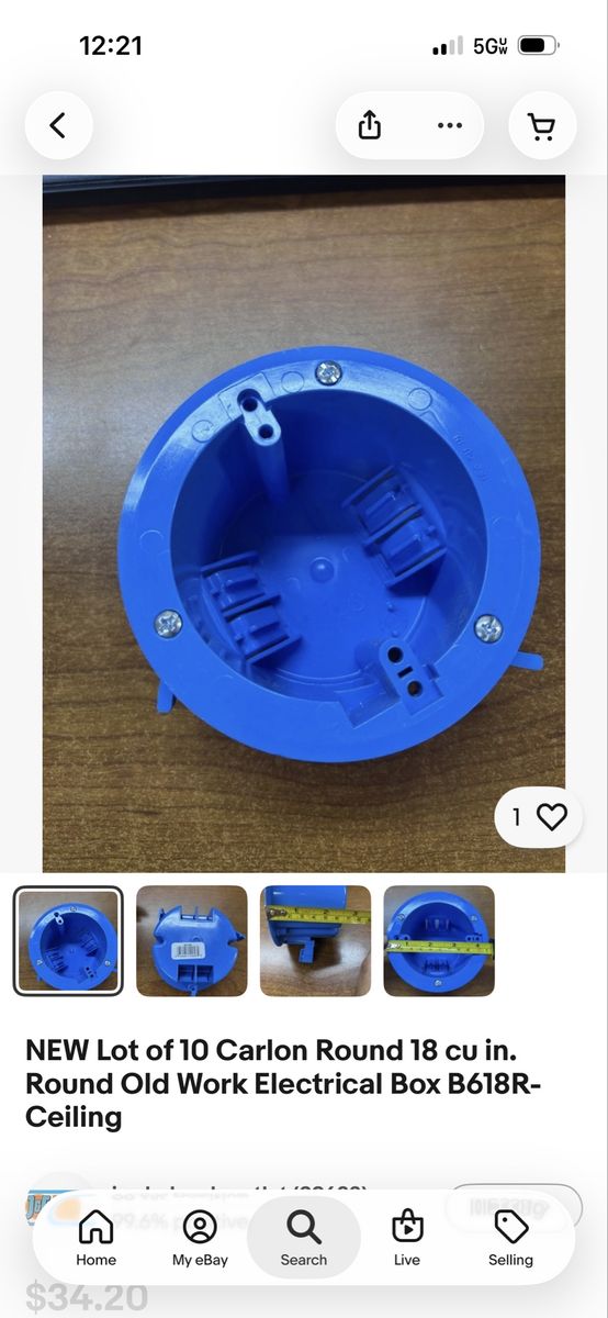Ceiling electric box pvc 18 cubic inches