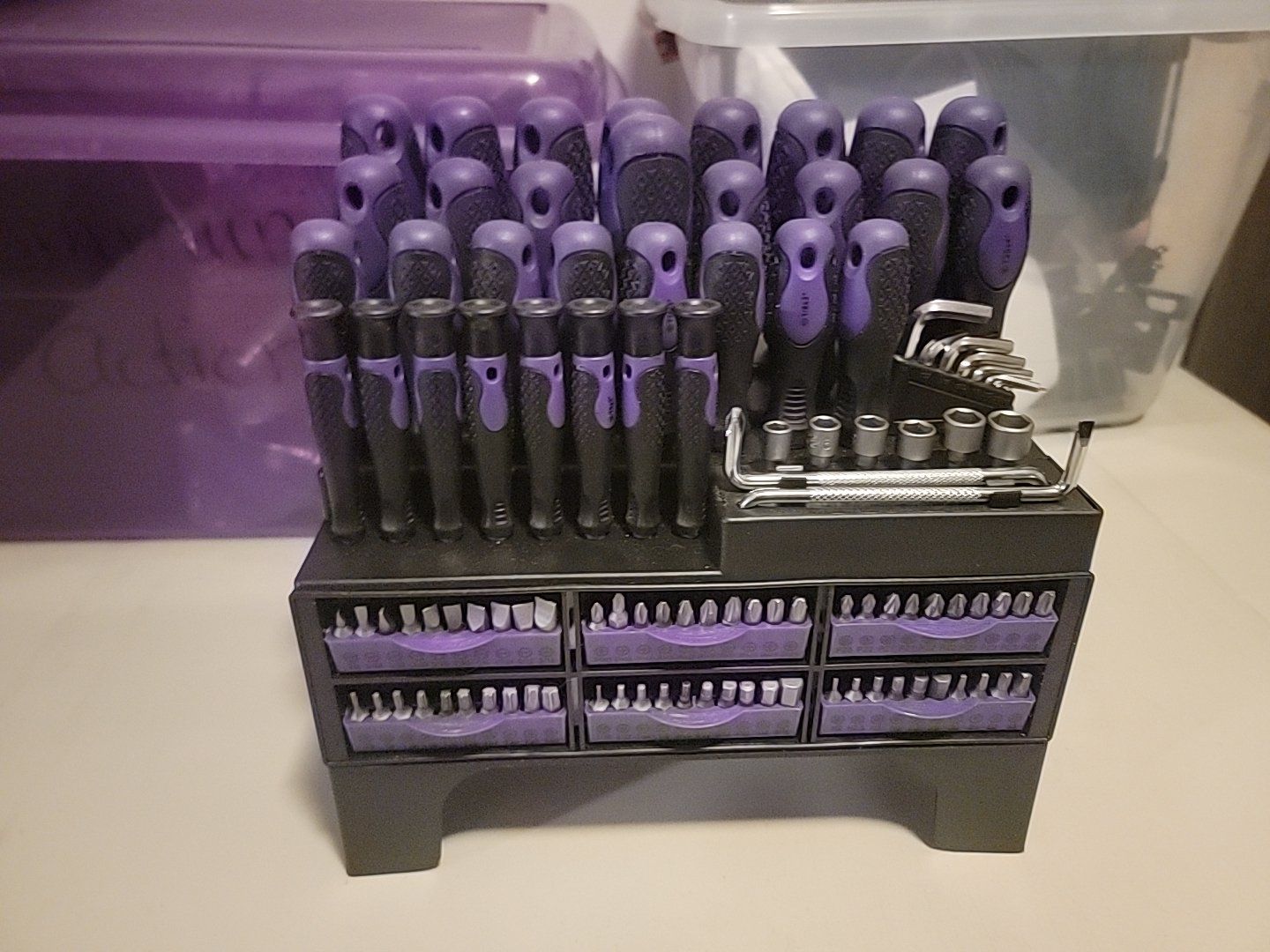 Purple screw driver set with stand