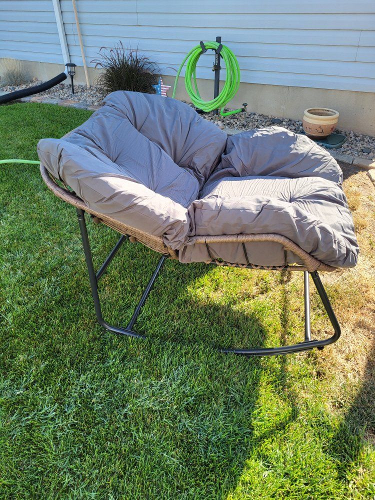 Outdoor Oversized Papasan Wicker Rocking Egg Chair **
