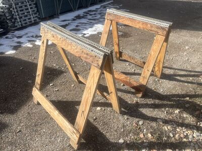 Good Used Heavy Duty Sawhorses / Construction Stands - 5,000 lb capacity per pair - Fold-up
