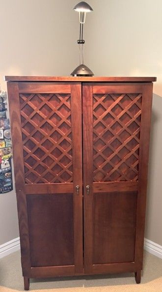 Wooden Home Office Computer Desk Armoire Cabinet with Fold-Out Shelf