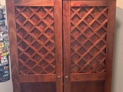 Wooden Home Office Computer Desk Armoire Cabinet with Fold-Out Shelf