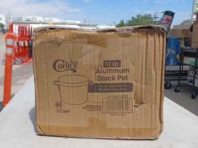 Choice 32 Qt. Aluminum Stock Pot 4mm Riveted Handles - New, Open Box
