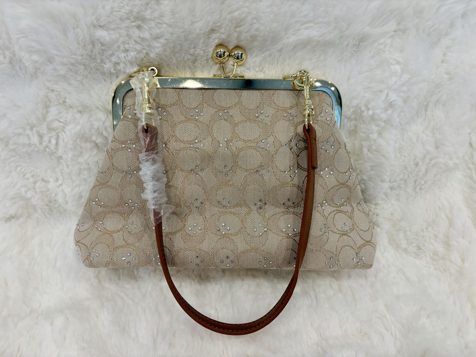 Coco Kisslock Beige Purse Bag New