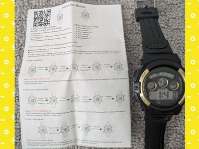 Edillas Kids Digital Watch 7 Colors 50M Waterproof Sport Alarm Black Gold