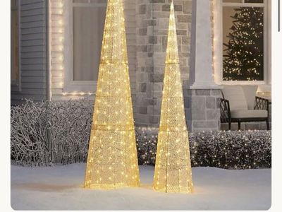 Member's Mark Pre-Lit Slim Shimmer Trees Set of 2 - Sliver