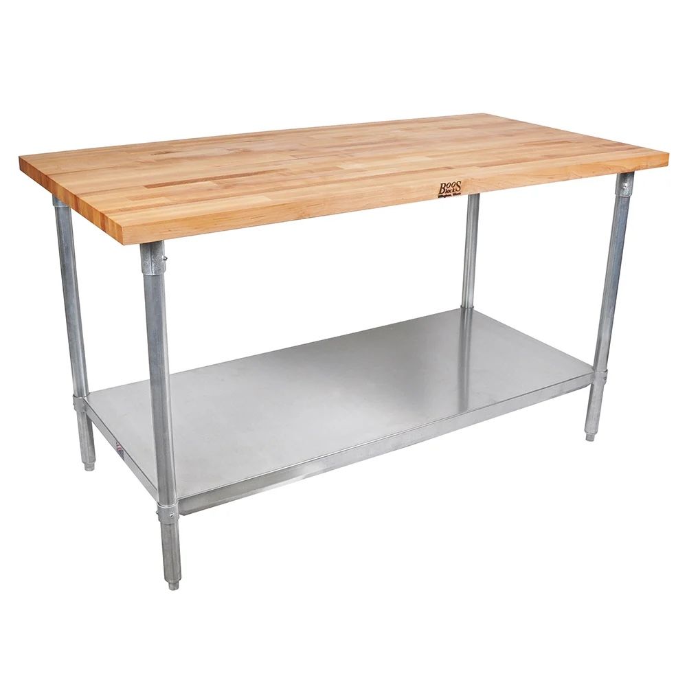 John Boos JNB09 Hard Rock Maple Work Table with Galvanized Legs, 30 x 60 x 36"