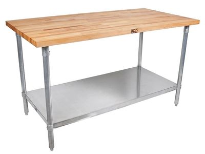 John Boos JNB09 Hard Rock Maple Work Table with Galvanized Legs, 30 x 60 x 36"